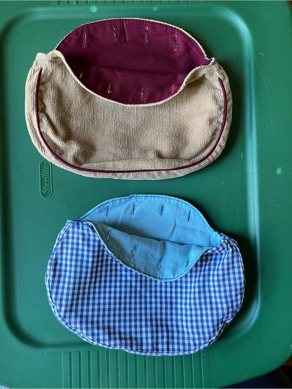 Bermuda Bag Covers Blue Gingham/Blue and Burgundy/Taupe Velour